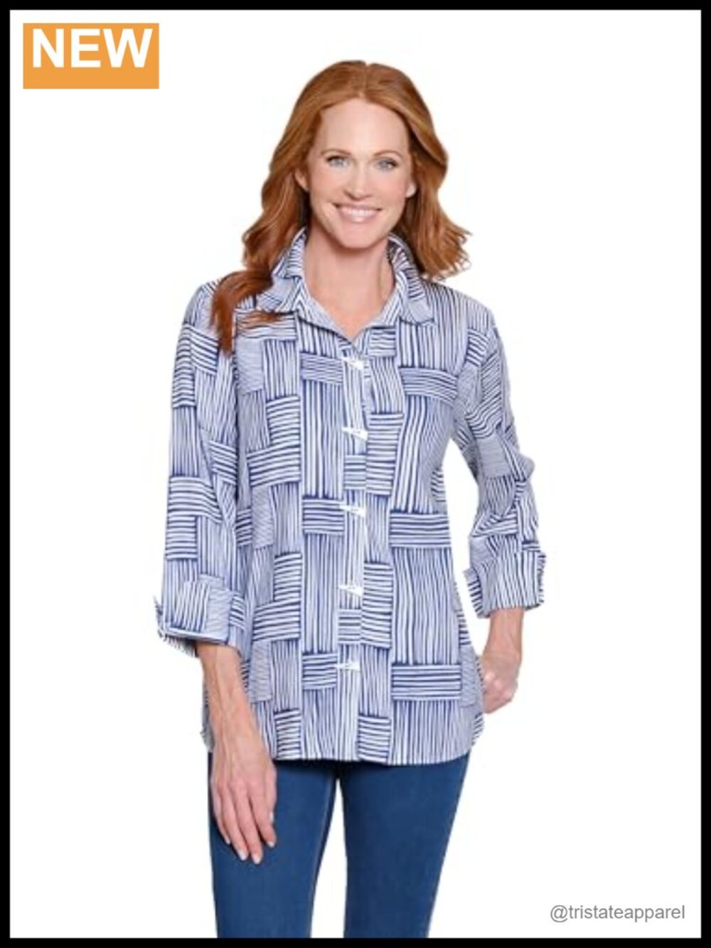 MULTIPLES Women's Roll Tab Long Sleeve 1-Pocket Button Front Shirt